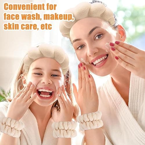 FDRJKN 7 Pack Skincare Headband Set, Spa Headband And Wristband Set, Non Slip Headband For Washface, Teen Girl Gifts, Unisex Adult & Children thumbnail 5