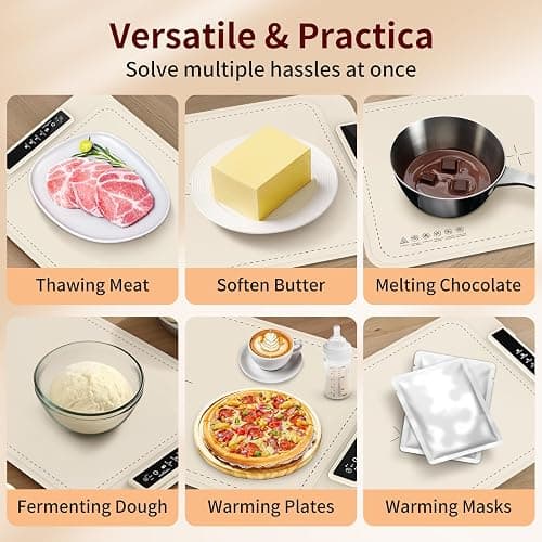 Warming Mat for Food - Electric Silicone Food Warming Tray for Buffet, Rollable Food Warmer Mat for Countertop, Fast Heating Mat with Timer and 4 Heat Levels, Portable Heating Pad for Parties Family thumbnail 8