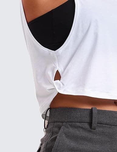 CRZ YOGA Pima Cotton Large Armhole Tank Tops for Women - Workout Sport Athletic Yoga Running Gym Loose Crop Sleeveless Shirts thumbnail 6