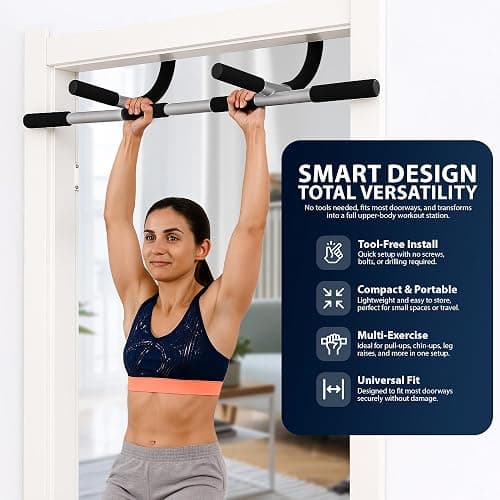 ZENO Pull Up Bar | Pull Up Bar for Doorway | Chin Up Bar with Padded Handles | Door Mounted Bar for Pull Ups | No Drilling Required thumbnail 5