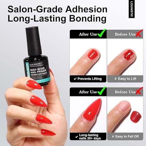 LOUINSTIC Nail Prep Dehydrator and Acid-Free Primer, Quick-Dry & Safe for Nails, for UV Gel, Acrylic, Gel Nail Polish & Press-On Nails Hema-Free – Professional Salon & DIY Manicure Kit, 15ml thumbnail 3