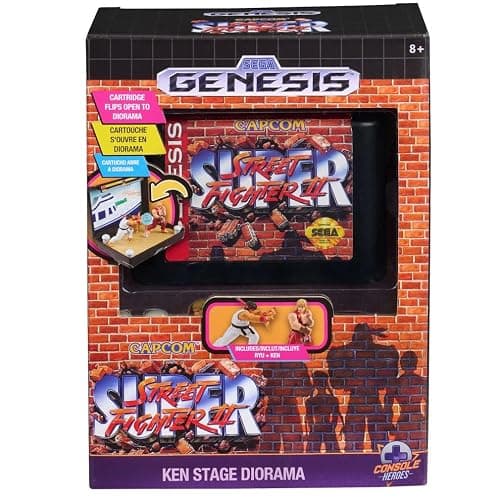 Console Heroes Super Street Fighter II Collectible Diorama – Mini Ryu & Ken Figures with Dock Stage Scene – Retro SEGA Genesis Cartridge Display & Playset thumbnail 4