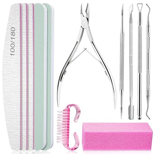 Flintronic Nail Files Set, 12pcs Professional Nail Files Double Sided Emery Board 100/180 Grit Nail Files, Nail File and Buffer Set for Natural Nails Nail Styling Tools Pet Grooming Tools - Image 1