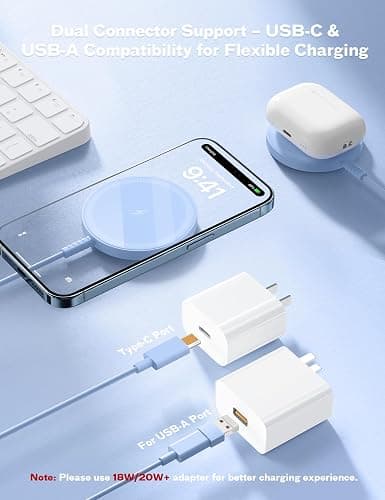 Magnetic Wireless Charger Fast Charge Strong Magnet Charging Pad for iPhone 17/16/15/14/13/12 - Series&AirPods Pro 4-2, Daul Ports, Case-Friendly, Ultra-Slim & Portable for Travel Nightstand Desk thumbnail 5