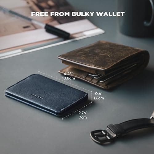 VULKIT Slim Minimalist Card Holder RFID Blocking Leather Credit Card Holder Front Pocket Wallet Magnetic Closure thumbnail 5