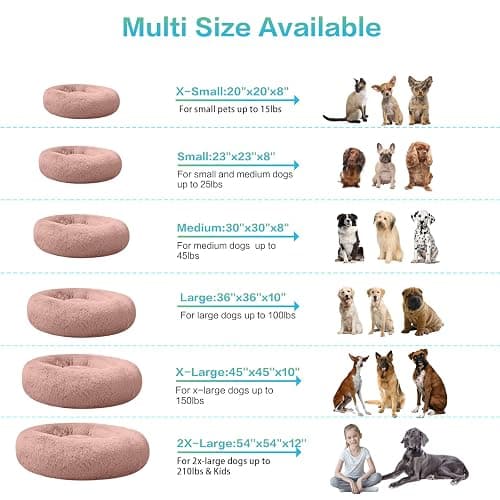 SAVFOX Plush Calming Dog & Cat Bed - Donut Shaped, Multiple Sizes S-XXL, Comfortable Cuddler in Washable Faux Fur thumbnail 5