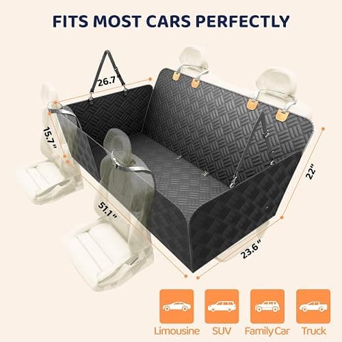 PROZAR Dog Car Seat Cover for Back Seat, Hard Bottom Back Seat Extender for Dogs - Supports 400lbs, Back Seat Pet Cover, Dog Hammock for Car SUV and Trucks thumbnail 6