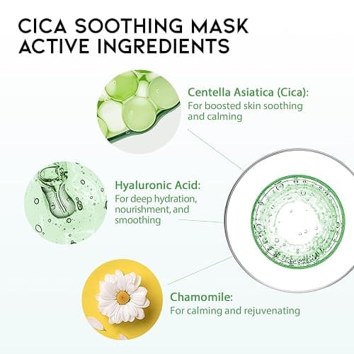 Hydrating Soothing Sheet Masks Gift Set for Skincare, Korean Vegan Sheet Mask for Dry, Sensitive Skin, Calming, Smoothing, Brightening, Collagen, Ceramide, Cica, Hyaluronic Acid 30EA thumbnail 5