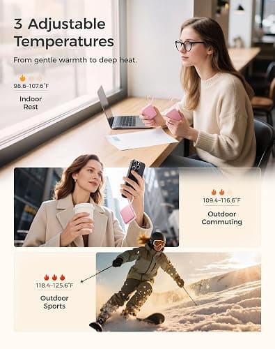 OCOOPA Hand Warmers Rechargeable, Smart Temp Control 7H*2 Long Safe Heat, Ultra Slim, Pocket-Size Design That Fits Gloves, Gifts for Women, Outdoor, Office, Commute (UT5 Nano) thumbnail 4