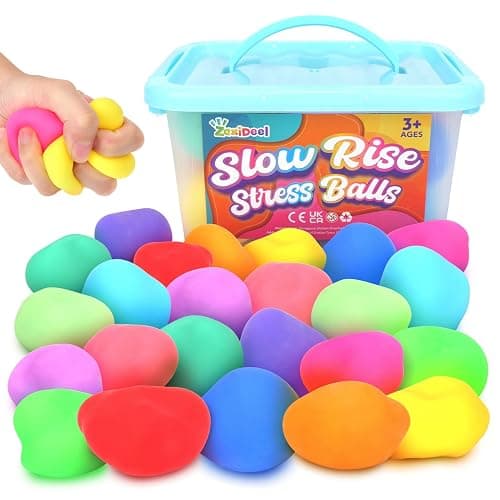 Mini Slow Rising Stress Balls 24 Pack, Stretchy Squishy Ball for Anxiety Relief, Fidget Toys Classroom Supplies for Student Teacher, Travel Sensory Toys for Kids Adults - Image 1