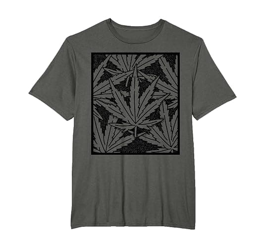 Leaf Pattern High 420 Smoking Weed Cannabis Marijuana T-Shirt - Image 1