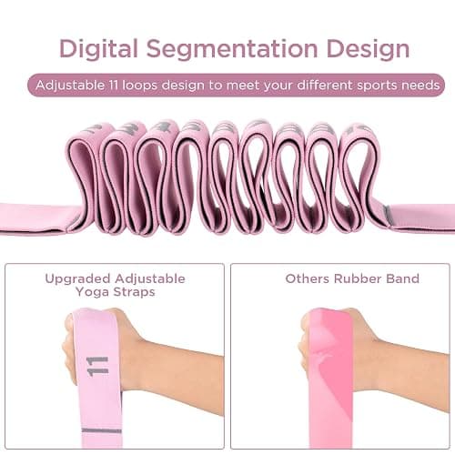 AiQInu Yoga Stretch Gurt, Resistance Bands Mit 11 Schleifen, Hochelastischer Fitnessbänder, Hochelastischer Elastische Widerstandsbänder für Pilates Fitness Stretching Training thumbnail 5