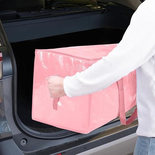 TICONN 8 Pack Extra Large Moving Bags Heavy Duty with Zippers & Carrying Handles, Durable Storage Bags Moving Boxes for Closet Organizers and Storage (8 Pack, Coral) thumbnail 10