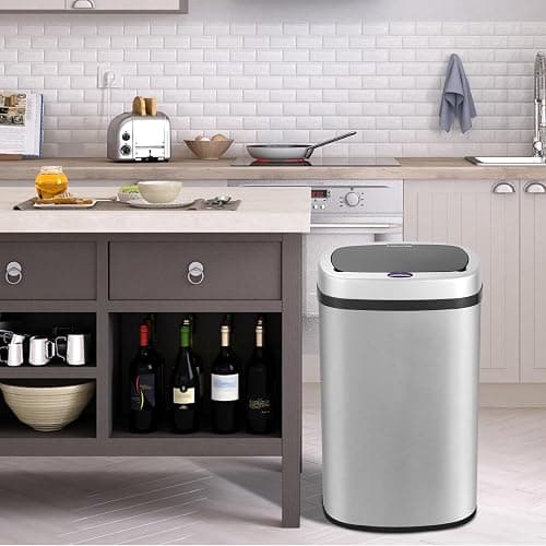 display4top Stainless Steel Automatic Touchless Kitchen Bathroom Sensor Bin,Trash Can,Touch Bin (58LRound) thumbnail 2