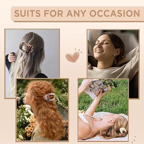 4 PCS Flat Claw Clips for Women, French Design Flat Hair Claws, Ergonomic Curved Claw Clips for Thick Thin Curly Hair, Strong Hold No Slip Grip Hair Clips, Cute Hair Jaw Clips Nonslip Clips thumbnail 8