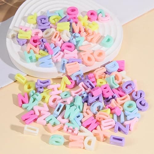 400pcs Large Alphabet Letter Beads,A-Z Large Alphabet Letter Charms for Jewelry Making, Bracelets, Necklaces, Keychains, DIY Crafts, Plastic Beads for Personalized Accessories (Macaron Color) thumbnail 2