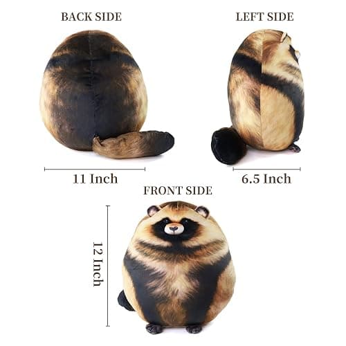 Raccoon Plush, 10" Raccoon Stuffed Animal, Cute Plushies for Girls, Soft Plush Pillow, Kitten Throw Pillow Doll Big Plush Toy Decoration Doll Gift for Kids Boys Birthday Christmas thumbnail 3
