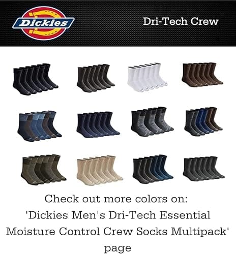 Dickies Men's Dri-Tech Original Moisture Control Crew Socks, Available in M-XXL (6, 12, 18 Pairs) thumbnail 4