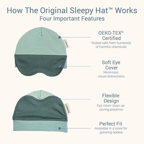 Sleepy Hat The Original Baby Sleep Mask & Soft Eye Shade – Newborn, Sun Hat & Beanie – Travel & Baby Gifts thumbnail 5