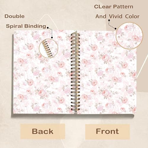 NEFMGEG Pink Pastel Floral Notebook Journal for Teen Girls & Women, Cute Pink Stuff - Office Supplies, Coquette Girly Spiral Notebook for Women, 5.5x8.3 Inch thumbnail 7