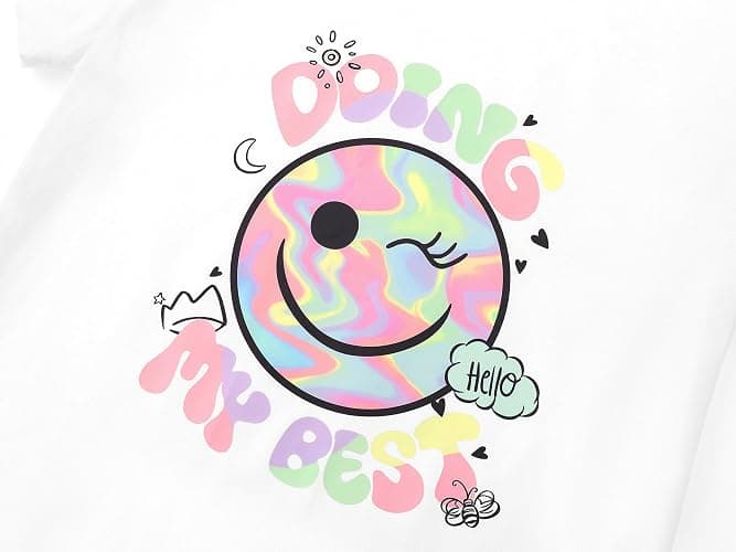 Dvenki Girls’ Graphic Tees - Gymnastics Theme, Roller Skating & Butterfly Shirts Smiling Face Print Casual Top Size 6-18 thumbnail 3