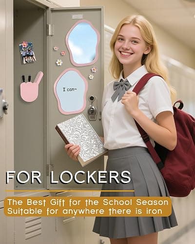 KEYDUACU 12 pcs Girls Pink Locker Accessories, Locker Decorations Including Mirrors, whiteboards, Magnets and organizing Supplies. Ideal for Back-to-School Essentials and The Office (12 pcs-Pink) thumbnail 3