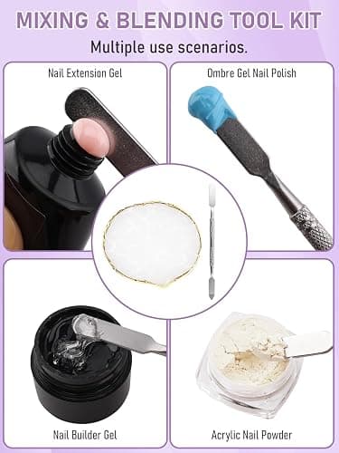 YOOVR 200 Pcs Nail Sponges for Ombre with Nail Art Grabbing Pen, Palette & Spatula, Nail Supplies for Gradient Painting Gel Nail Polish, Must Haves Nail Stuff Nail Art Design Tools for Ombre Aura Nail thumbnail 4