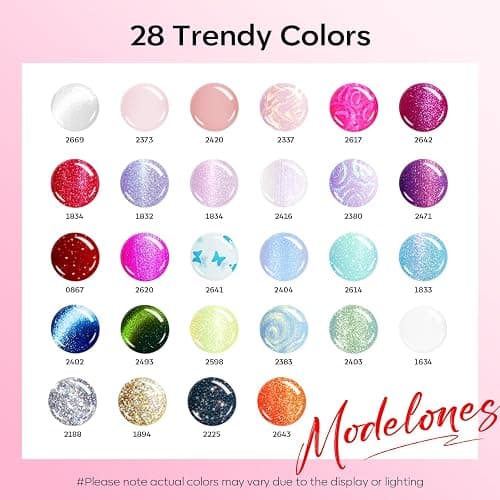modelones 32 PCS Summer Gel Nail Polish Set, 28 Colors Glitter Cat Eye Jelly Pearl Chameleon Gel Polish with Magnet, No Wipe Base Coat, Glitter & Glossy & Matte Top Coat Soak Off Nail Art Kit thumbnail 2