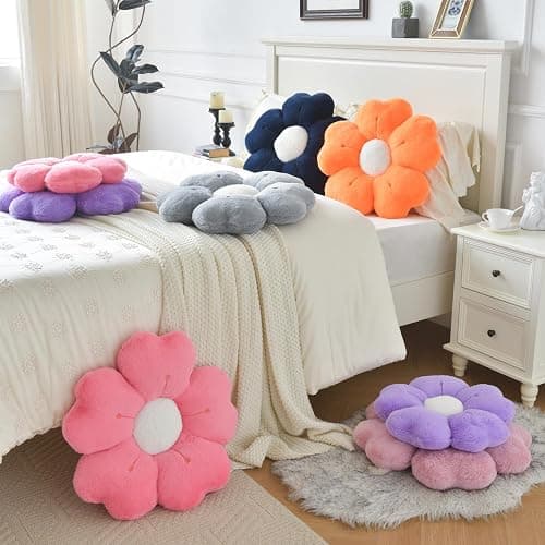Ddliury Flower Pillow, Flower Shaped Pillow Decorative Throw Pillows for Bed Couch, Cute Daisy Pillow Dorm Decor Floor Seating Cushion (Navy Blue, 15 Inches) thumbnail 6