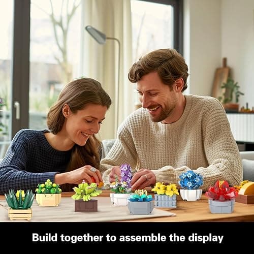 Succulents Set for Adults Building Sets, 12 Plants, Home Decor, Birthday Gifts for Women, Creative Housewarming Gifts, Botanical Collection, Flowers Succulents Artificial Plant Kit (1174 piece) thumbnail 2