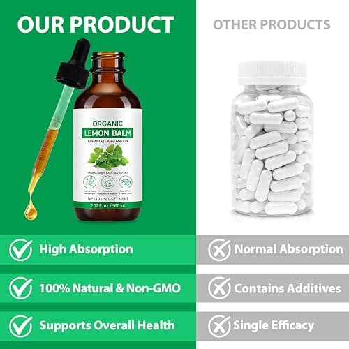 Lemon Balm Tincture Alcohol-Free, Natural Lemon Balm Leaf Extract Drops, Vegetable Glycerin Base, Fast-Absorbing, 2.02 fl.oz thumbnail 5