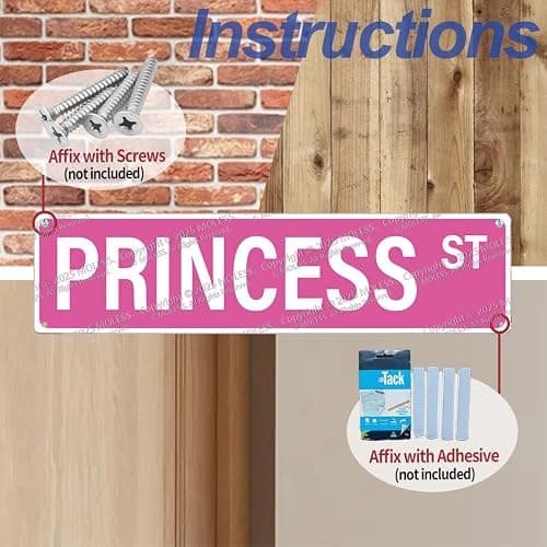MOLESS 16x4″ Princess Street Sign, Princess Room Decor, Pink Y2K, 2482 | Princess Wall Decor & Decorations; Cute Pink Street Sign Poster; Girly Bedroom, Dorm & Apartment Decor; Teen Room Accessories thumbnail 5