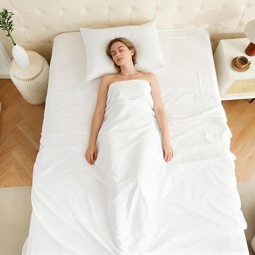Full Flat Sheet Only, 1 Pack White Top Bed Sheets, Soft Breathable Brushed Microfiber Color-Coded Hem Threads, 81x96 thumbnail 2