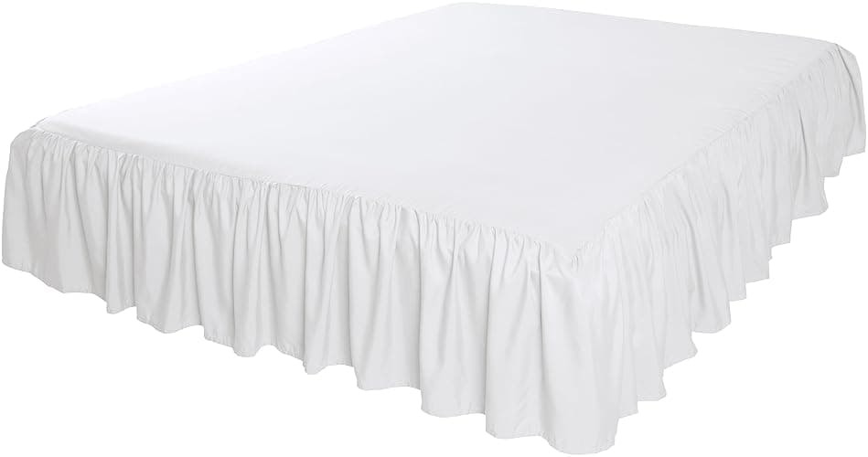 Amazon Basics Lightweight Ruffled Bed Skirt, Classic Style, Soft and Stylish 100% Microfiber with 16" Drop, Machine Washable, Wrinkle Free, Queen, Bright White, Solid thumbnail 3