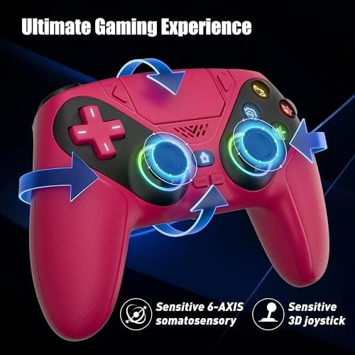 Nonbliep LED for PS5 Controller, for PS5 Slim/Pro/PC, Wireless Controller with 9 Colors RGB Light/Dual Vibration/Turbo/3.5mm Audio Jack/Speaker/Programmable for Playstation 5 Controller thumbnail 6