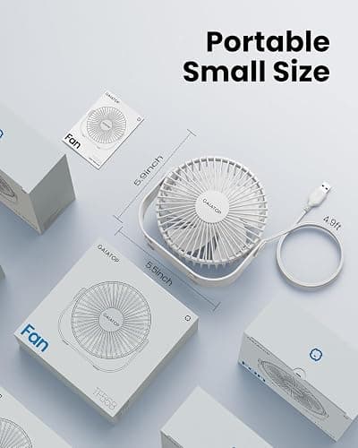 Gaiatop USB Desk Fan, 3 Speeds Strong Airflow, 5.5 Inch Portable 90° Rotate Quiet Cooling, Small Personal Table Fans for Bedroom Home Office Travel White thumbnail 7