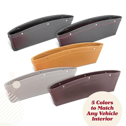 Lusso Gear Car Seat Gap Filler Organizer - 2-Pack Water-Resistant Storage for Auto Accessories - Universal Fit for Travel Essentials - Secure Spacer Organizes Car Essentials - Vegan Leather, Black thumbnail 8