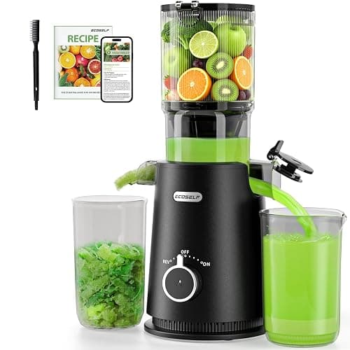 ECOSELF Juicer Machines - Wide Mouth Feed Chute with Self Feeding Hands-Free Design - Cold Press Juicer for Vegetables and Fruits - Juice Extractor Machine High Juice Yield - With Brush - Image 1