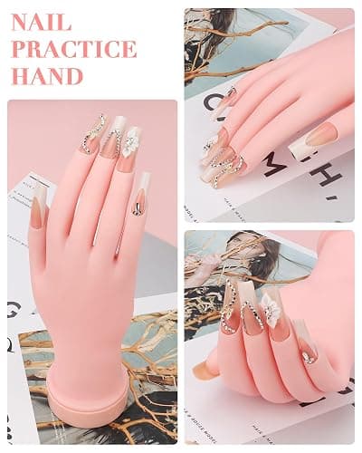 Practice Hand for Acrylic Nails Soft Touch Mannequin Hand for Nails, Flexible and Bendable Fake Hand for Nails for Nail Art Beginners thumbnail 7
