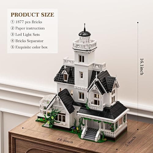 Practical Magic House Building Set with LED Light, Owens House Blocks Toy, Creator Architecture Model Building Kit, Compatible with Lego Horror House, Home Office Decor Gift for Adults (1877PCS) thumbnail 3
