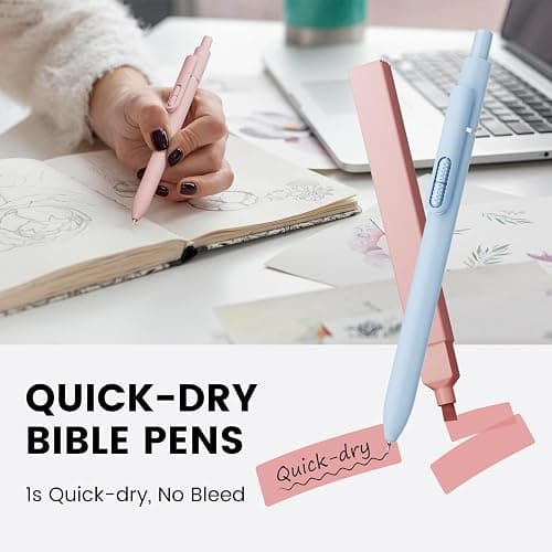 JIMMIDDA- 12 Pack Gel Pens, 0.7mm Black Ink Fine Point Smooth Writing with Aesthetic Highlighters, Quick-dry Long-lasting Pens Set for Journaling School Office Supplies(6 Pens + 6 Highlighters) thumbnail 4