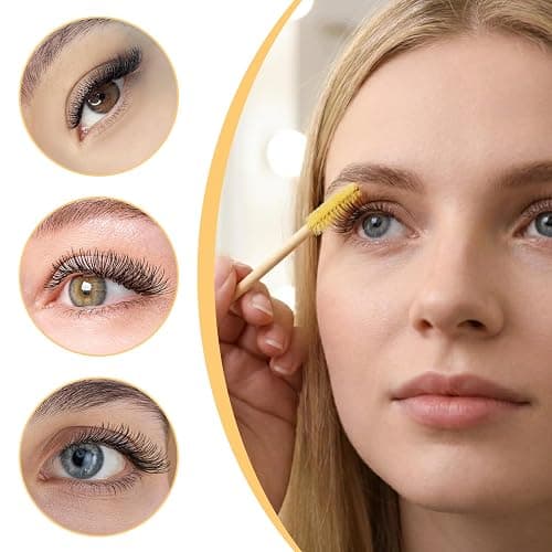 100 Pcs Disposable Mascara Wands, Premium Bamboo Spooly Brushes | for Eyelash Extensions, Professional Makeup Kits Lash Extension Tool, Gentle Eyelash Eyebrow Applicator Sticks (Yellow) thumbnail 5