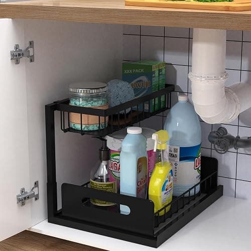 bukfen Under Sink Organizer, Pull Out Cabinet Organizer 2-Tier Slide Out Sliding Shelf Under Cabinet Storage Multi-Use for Under Kitchen Bathroom Sink Organizers and Storage - Image 1