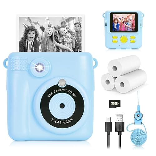 Phetium Kids Camera Instant Print, Christmas Birthday Gifts Toys for 5 6 7 8 9 10 Year Old Girls Boys,1080P Digital Video Cameras for Toddler, Creative Presents for Children, with Print Papers (Blue) - Image 1