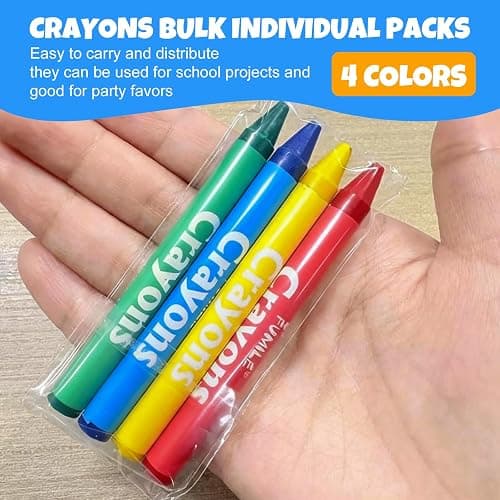 FUMILE 24 Sets of 4 Colors Crayons (96 Count), Crayons Bulk Individual Packs, Non-Toxic Mini Crayon for Kids Party Favors, Restaurants, School Supplies, Travel and More Events thumbnail 6