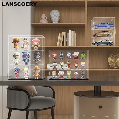 LANSCOERY Clear Acrylic Display Case Assemble Countertop Box Cube Organizer Stand Dustproof Protection Showcase Acrylic Display Stands for Collectibles Open 9.4 * 9.4 * 11.8inch thumbnail 5