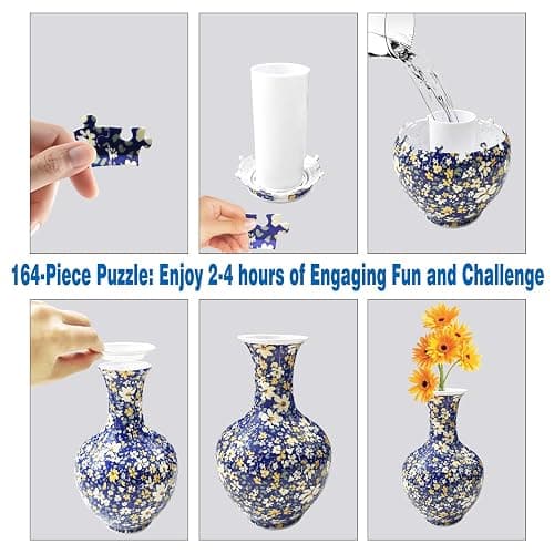 Yizhor Unique 3D Puzzle Vase, 164 Curved Pieces DIY Flower Vase Craft Kit & 3D Puzzles for Adults, Creative Jigsaw Art Project Home Décor Centerpiece, Warming Gift for Women thumbnail 4