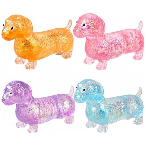 Dachshund Squishy, Glitter Weiner Dog Maltose Stress Ball, Slow Rise Fidget for Anxiety Relief, Soft Squeeze Desk Gadget for Home Office Travel (Blue) thumbnail 8