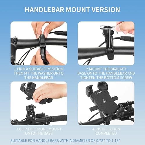 TOSUOD Bike Phone Mount & Holder, Motorcycle Phone Mount, Phone Holder for Bike, Ebike Phone Holder, 360° Rotatable, Quick Release, Anti-Shake, Fits 4.5"-7.2" for Bicycle, Scooter thumbnail 7