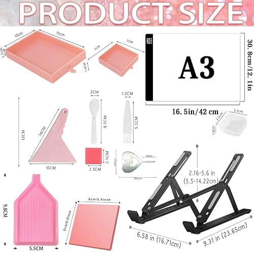 XEUZK All-Inclusive Diamond Art Accessories Kit with A3 DiamondPainting Light Pad Kit, Light Board for Painting Accessories, Bead Organizers & 5D Painting Tools Set for Full Drill & Partial Drill Art thumbnail 3